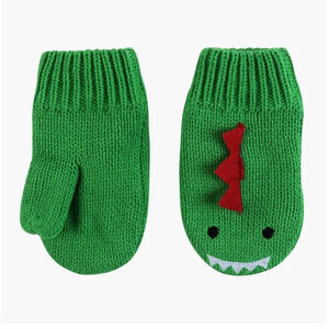 Zoocchini Devin The Dinosaur Green Knit Mittens 6-12 Months